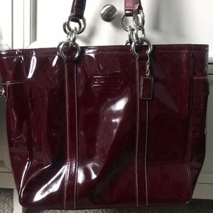 rare shiny ox blood coach purse